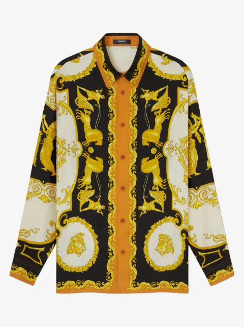 Versace chemise en soie à motif baroque