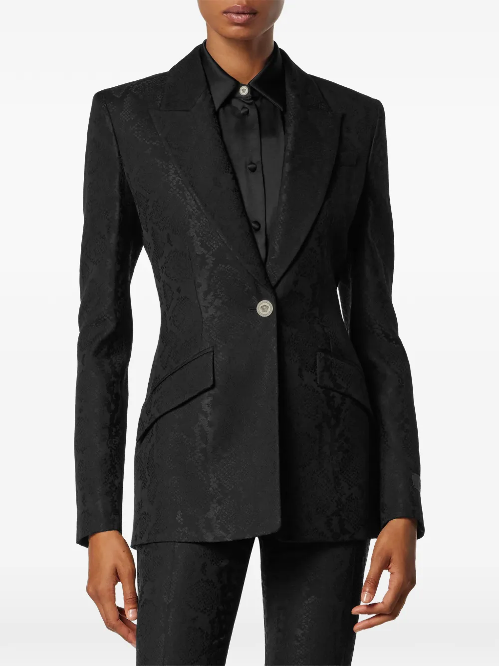 Versace Wool-blend Blazer In Black
