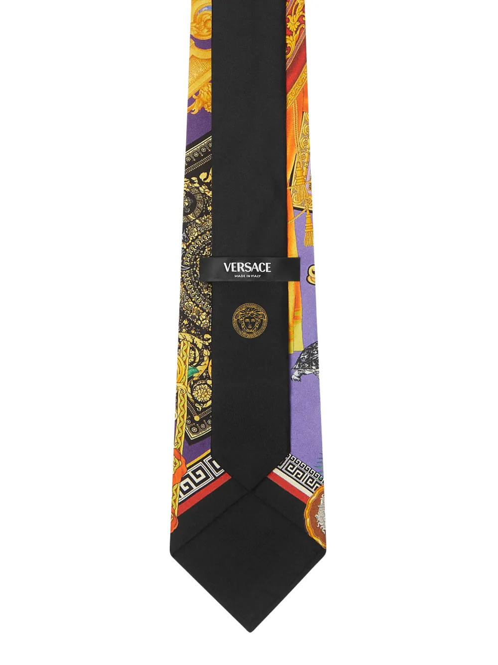 Versace printed silk tie - Paars