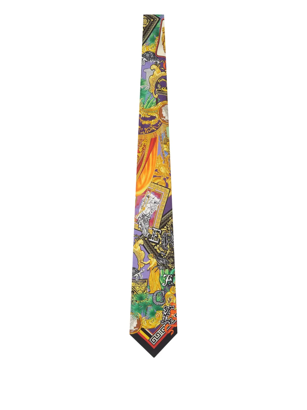 Versace printed silk tie Paars