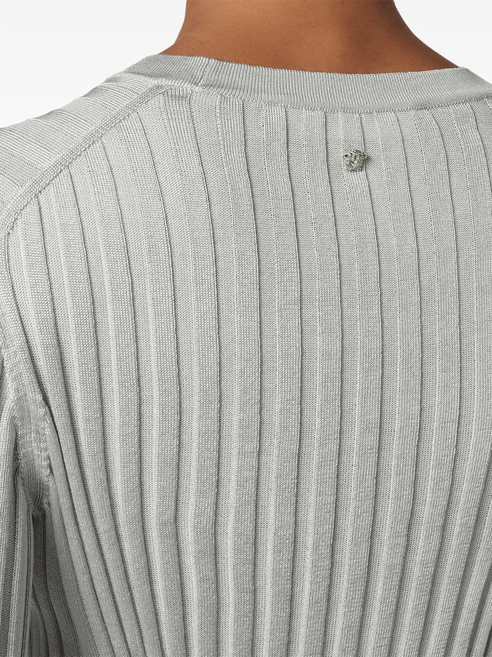Versace Ribgebreide top van viscoseblend met ronde hals Grijs