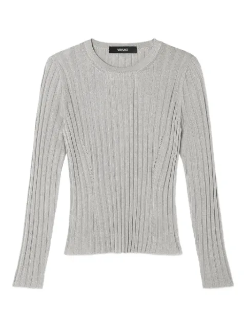 Versace suéter tejido de canalé con cuello redondo