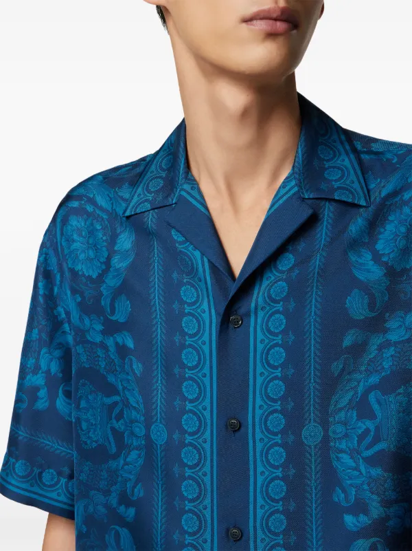 Versace Unisex Blue Barocco Print #175372V38B Versace Blue Barocco-Print Silk Shirt Versace main image 2
