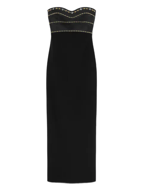 Versace lang stropløs kjole med nitteudsmykning