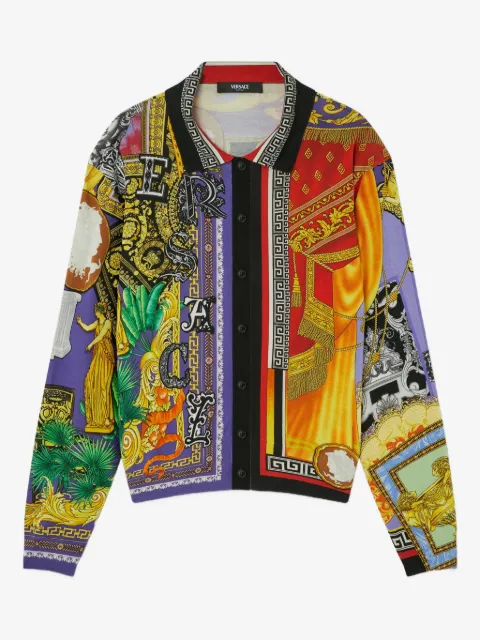 Versace 拼贴设计印花排扣开衫