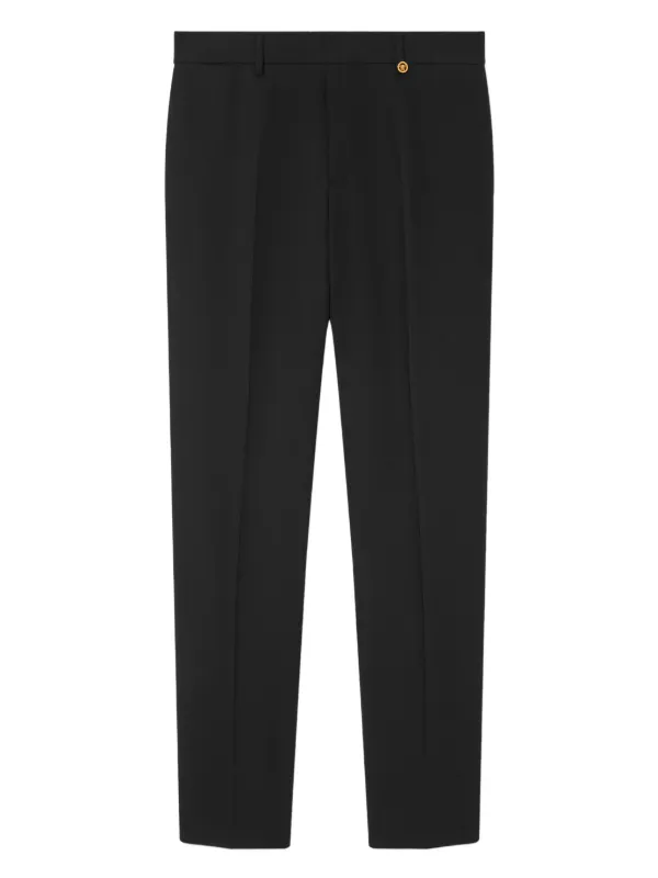 Versace Wool Tapered Formal Trousers in Black