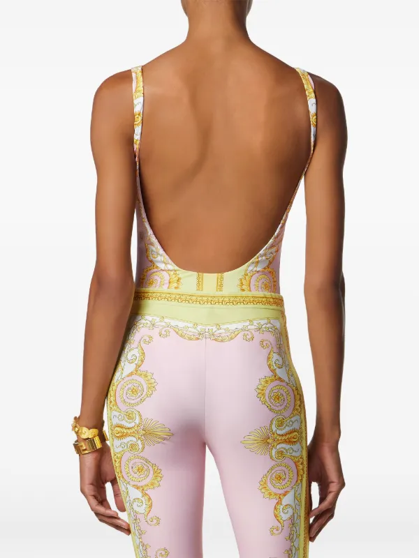 Versace Spring Barocco-print Swimsuit | Pink | FARFETCH