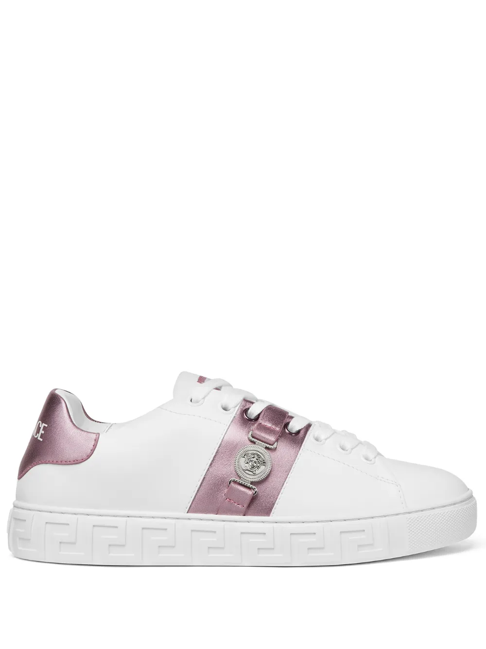 Versace Greca Embellished Sneakers In White
