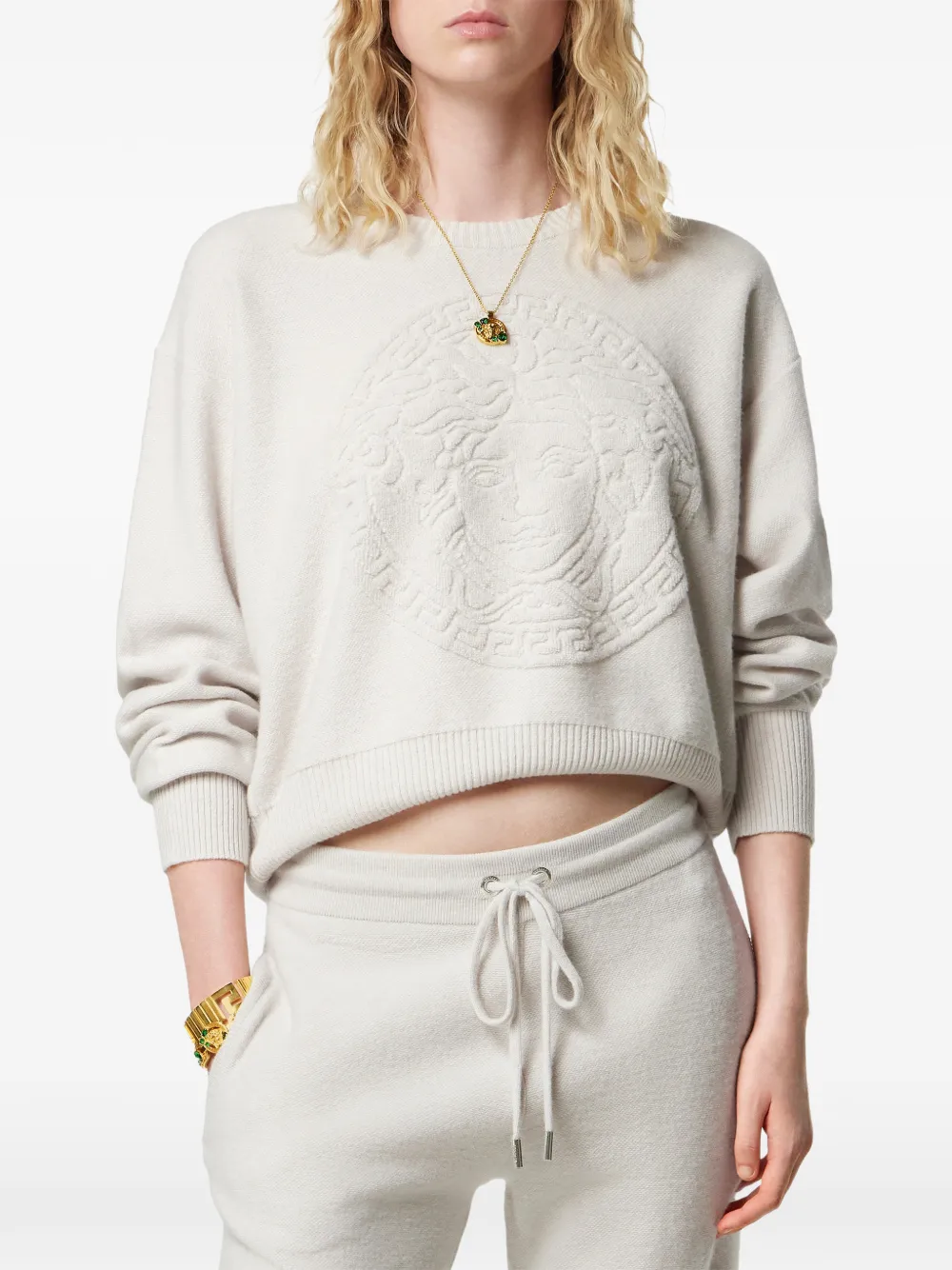 Versace Trui met Medusa-patroon en ronde hals Grijs