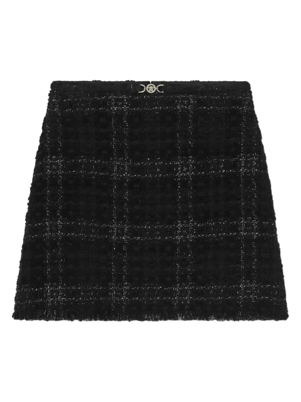 Versace Tweed Cotton Mini Skirt in Black