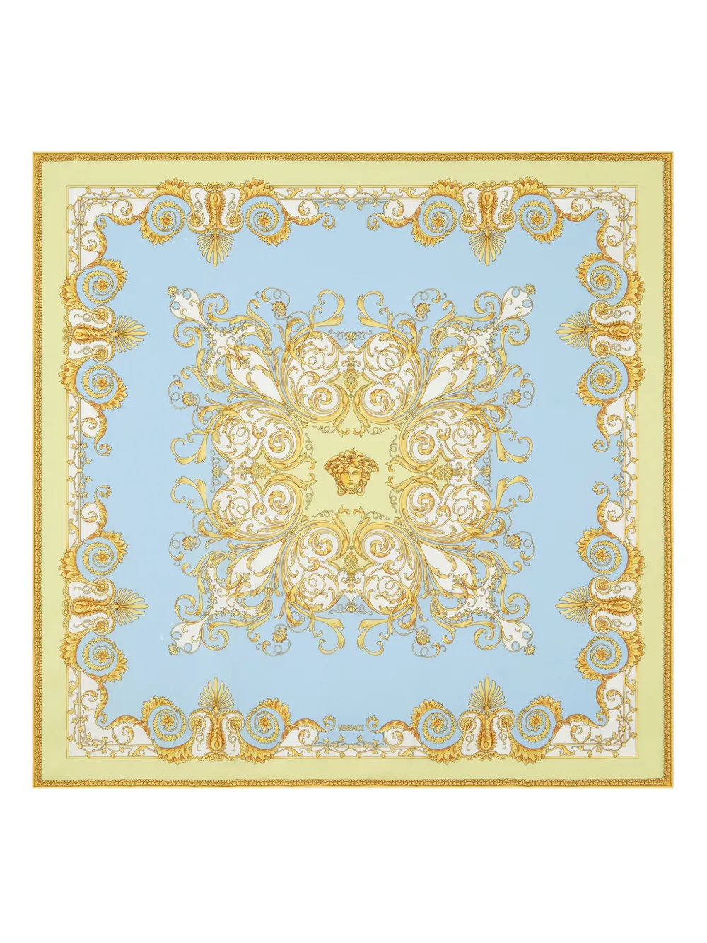 Versace Foulard in seta con stampa Spring Barocco - Blu