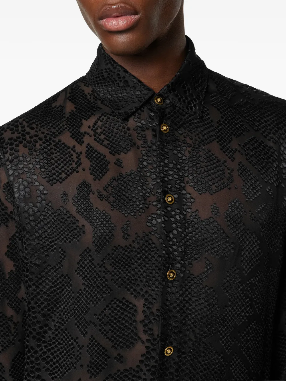 Versace Overhemd met slangenprint Zwart