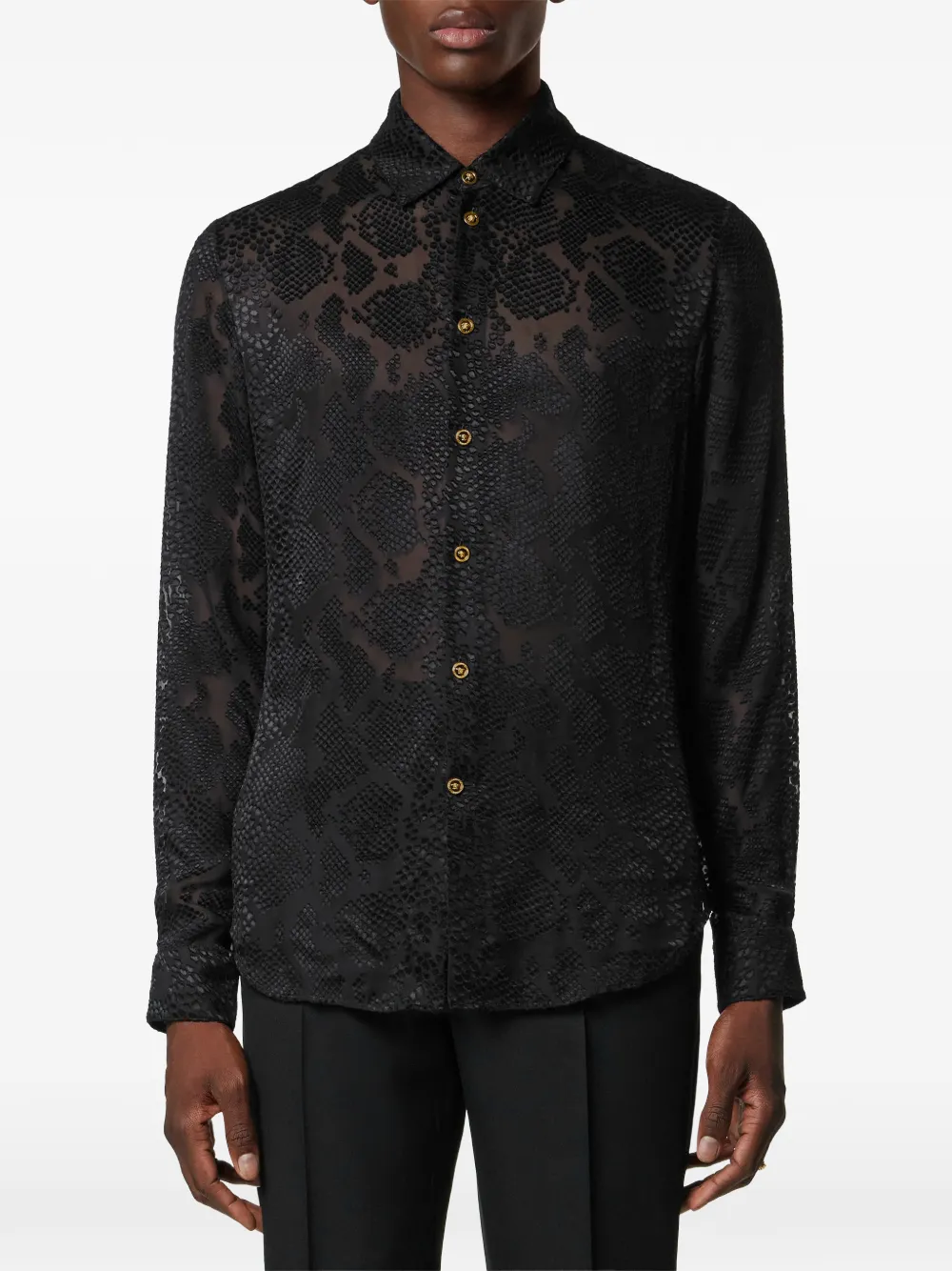  Versace Snakeskin-pattern Shirt - Black 