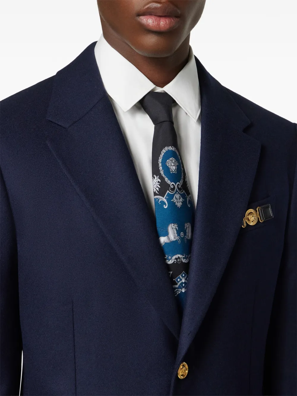 Versace Single-breasted Tailored Blazer In Blue