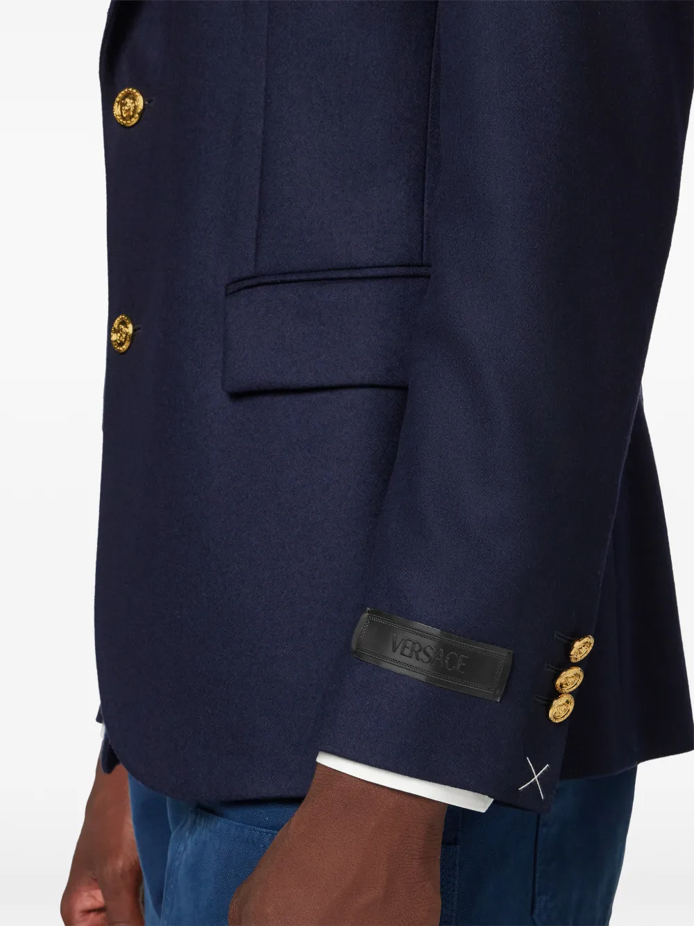 Versace Single-breasted Tailored Blazer In Blue