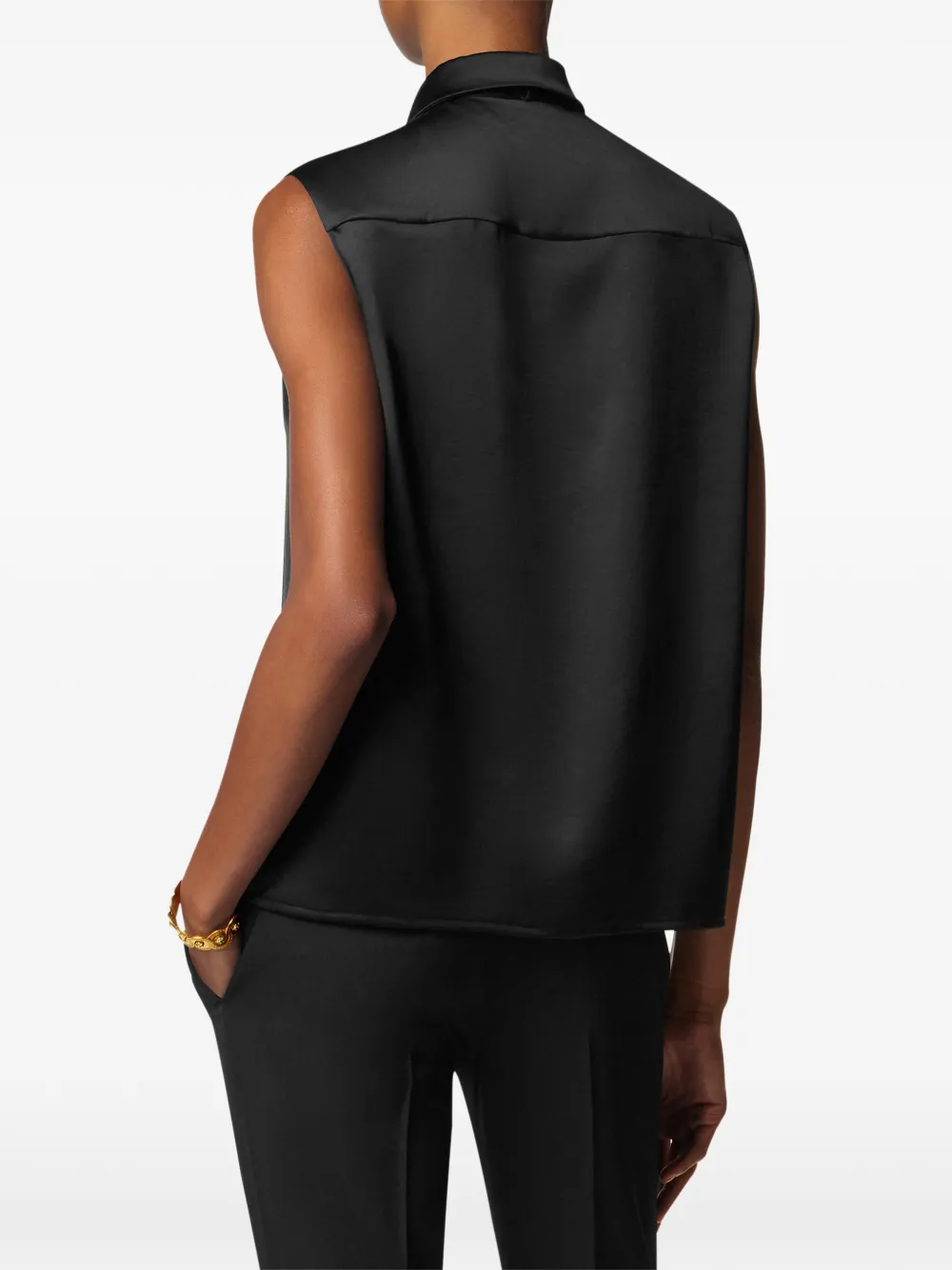 Versace Lavallière satijnen blouse Zwart