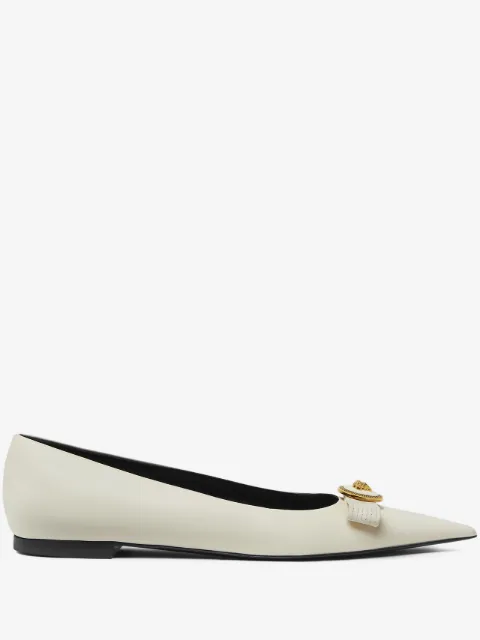 Versace Gianni Ribbon leather ballerinas