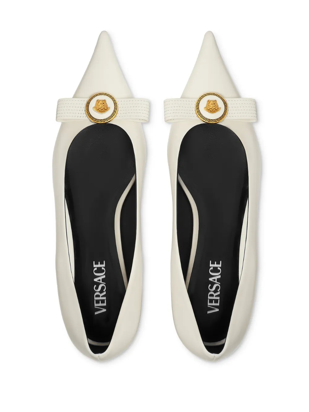 Versace Medusa leren ballerina's Beige