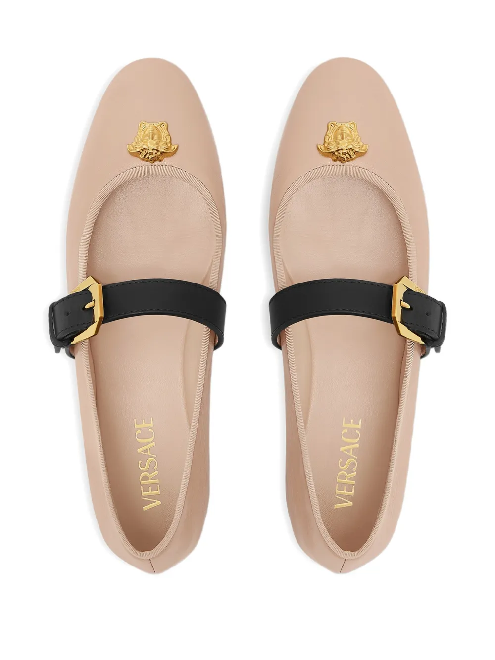 Versace La Medusa ballerina's van nappa leer Beige
