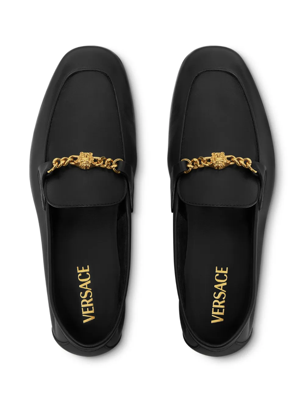 Versace Medusa Leather Loafers In Black