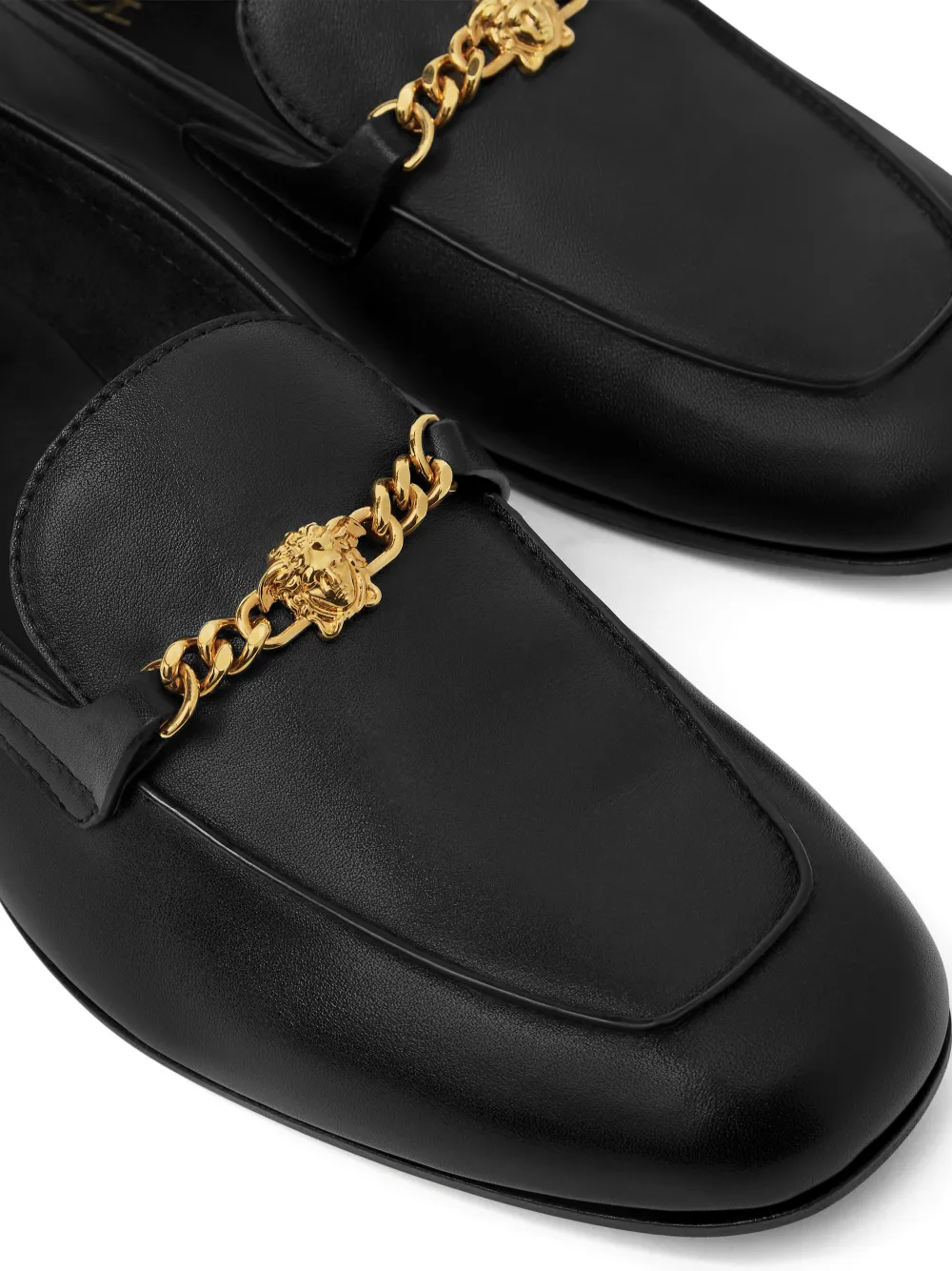 Versace Medusa Leather Loafers In Black