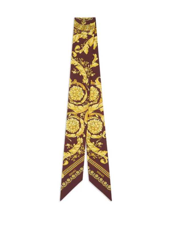 Versace Printed Silk Twill Ribbon in Brown