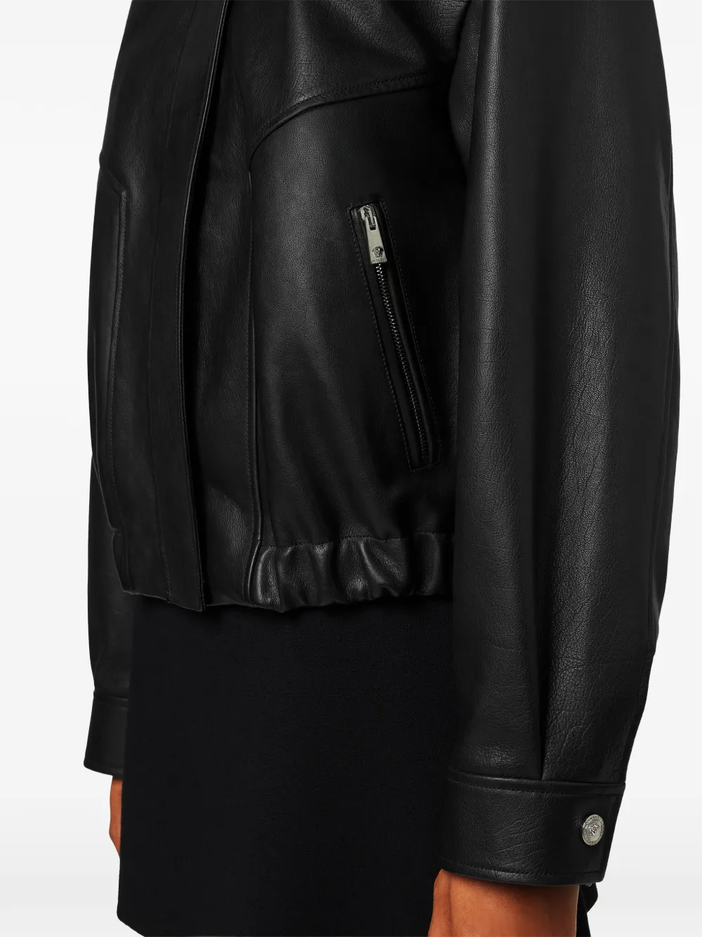 Versace Leren jack Zwart