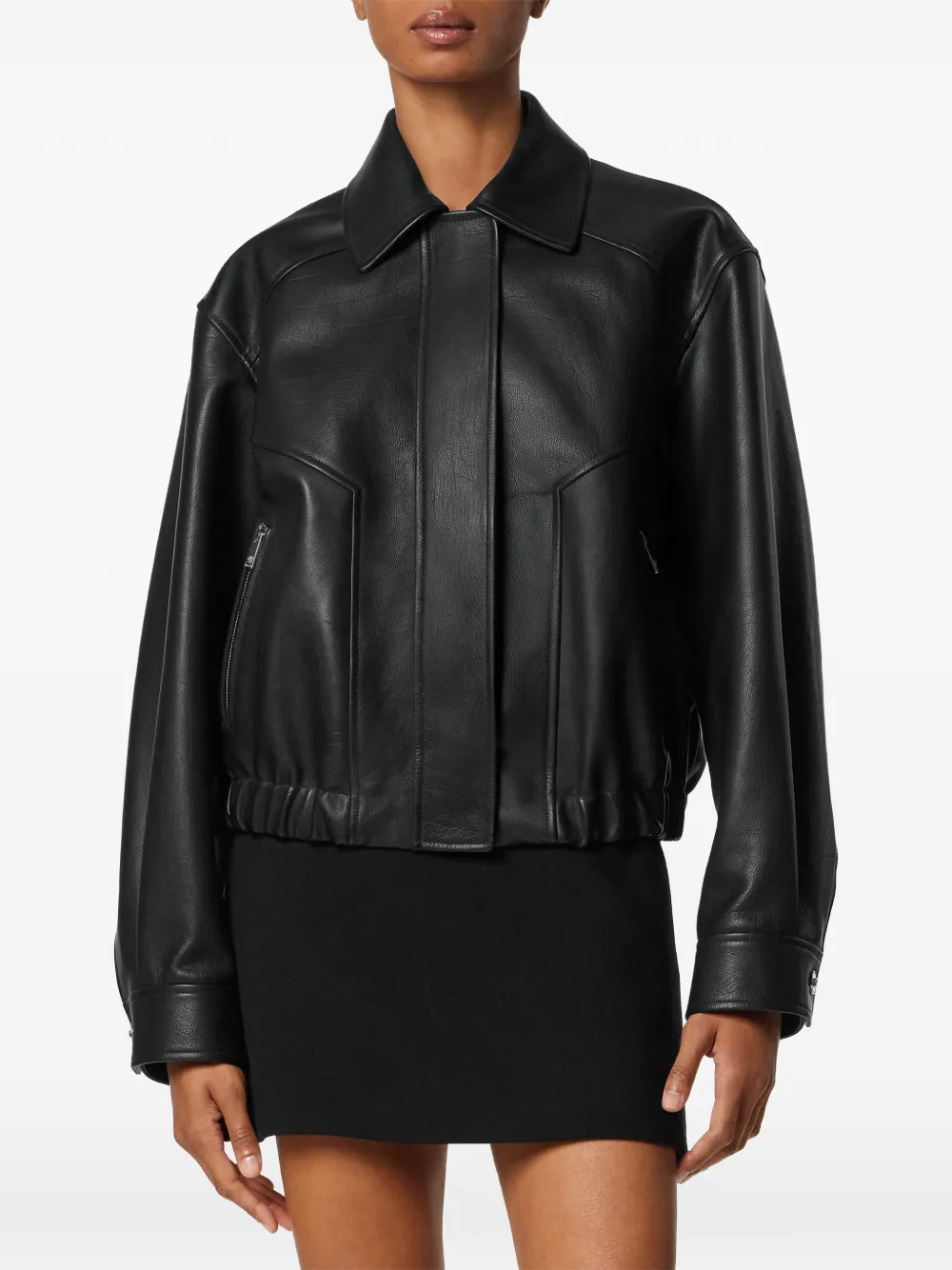  Versace Zip Leather Jacket - Black 