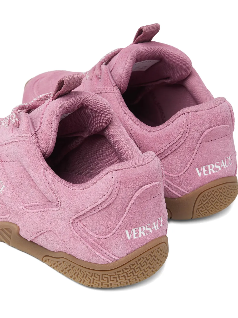 Versace Galaxia Suede Lace-up Trainers In Pink