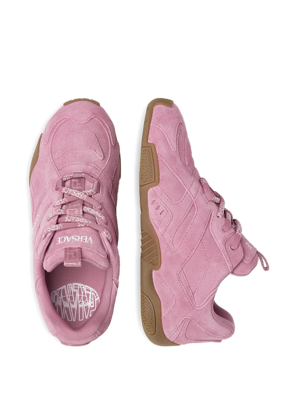 Versace Galaxia Suede Lace-up Trainers In Pink