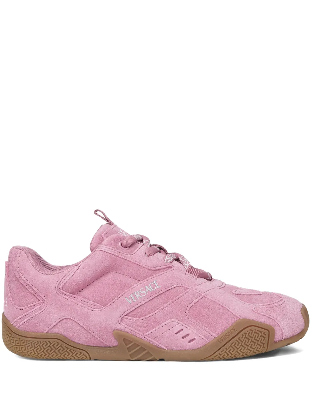 Versace Galaxia Suede Lace-up Trainers In Pink
