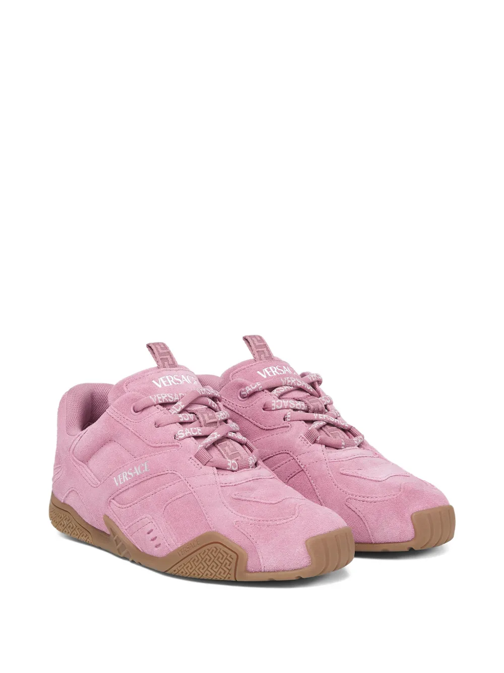 Versace Galaxia suede lace-up trainers - Roze