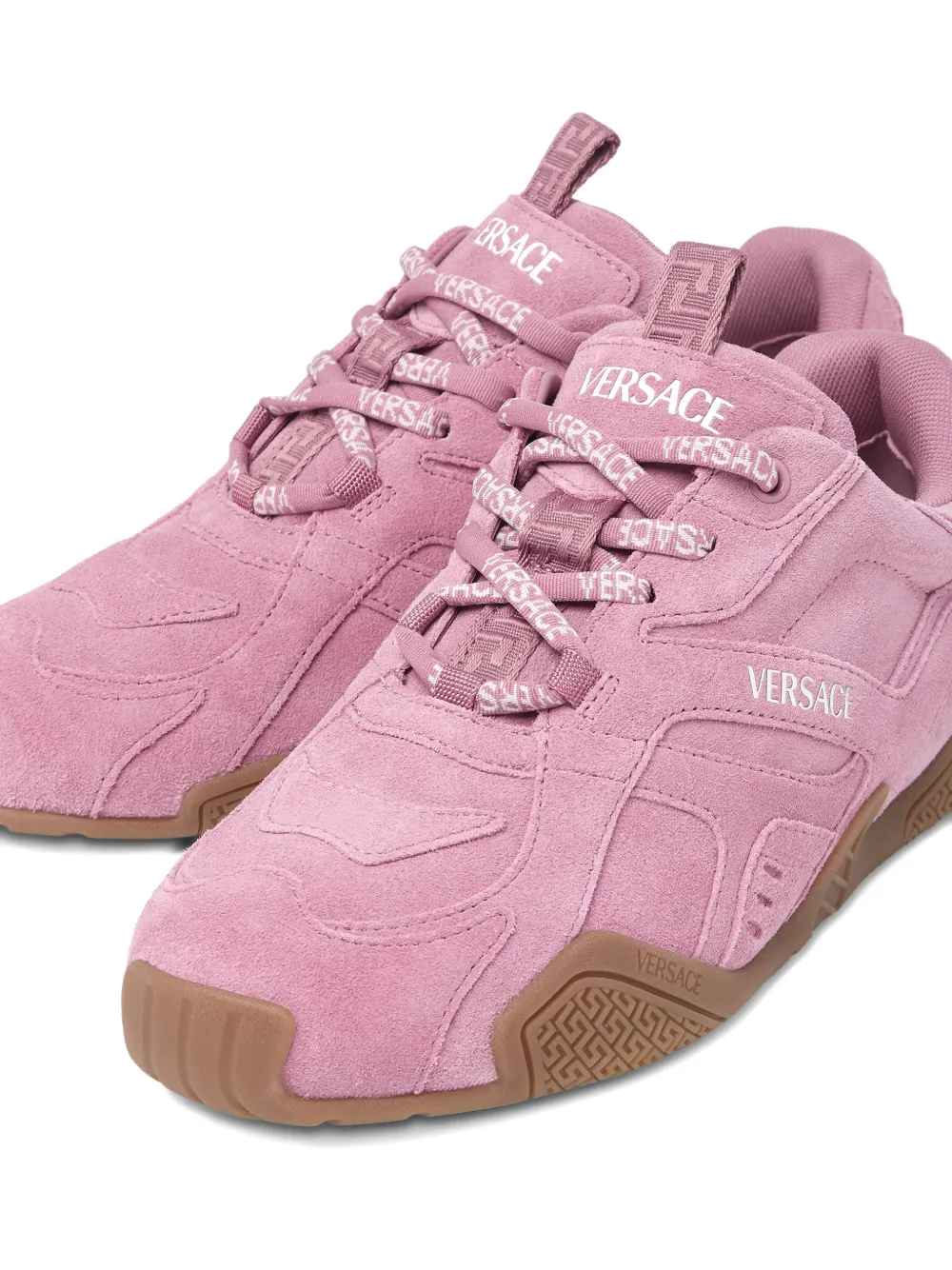 Versace Galaxia Suede Lace-up Trainers In Pink