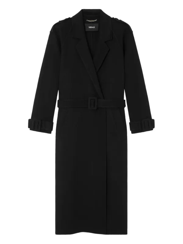 Versace Wool-cashmere Belted Coat in Black
