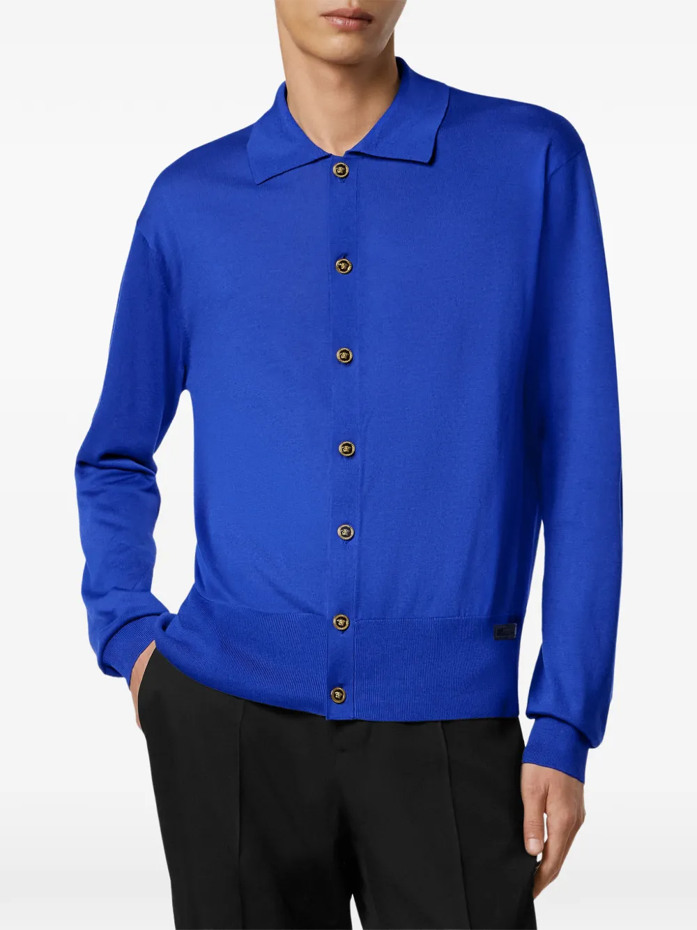  Versace Buttoned Collared Cardigan - Blue 