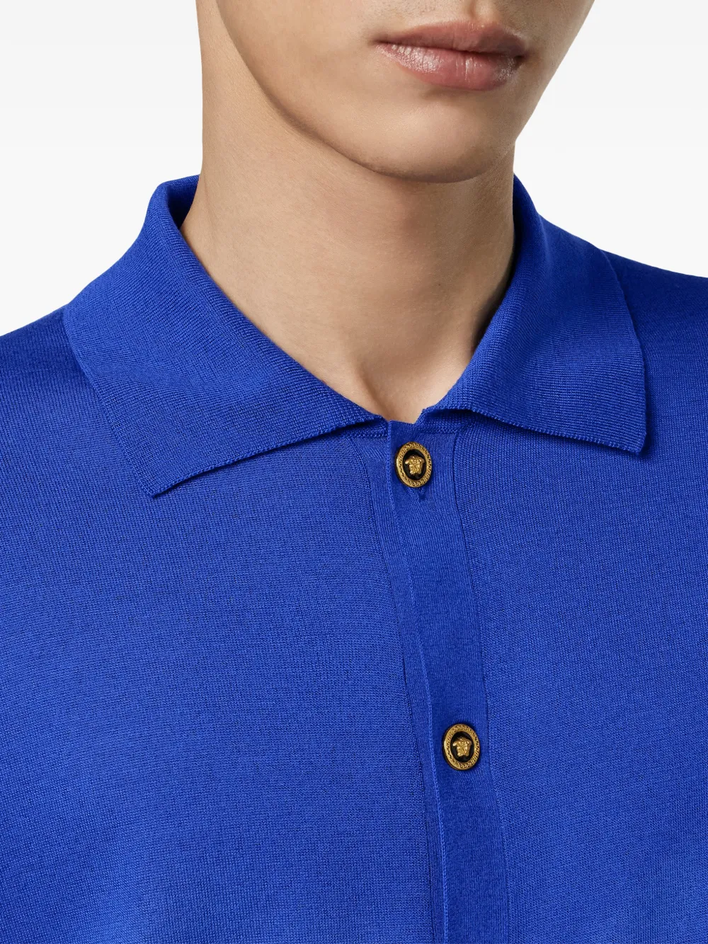 Versace Vest met kraag en knopen Blauw