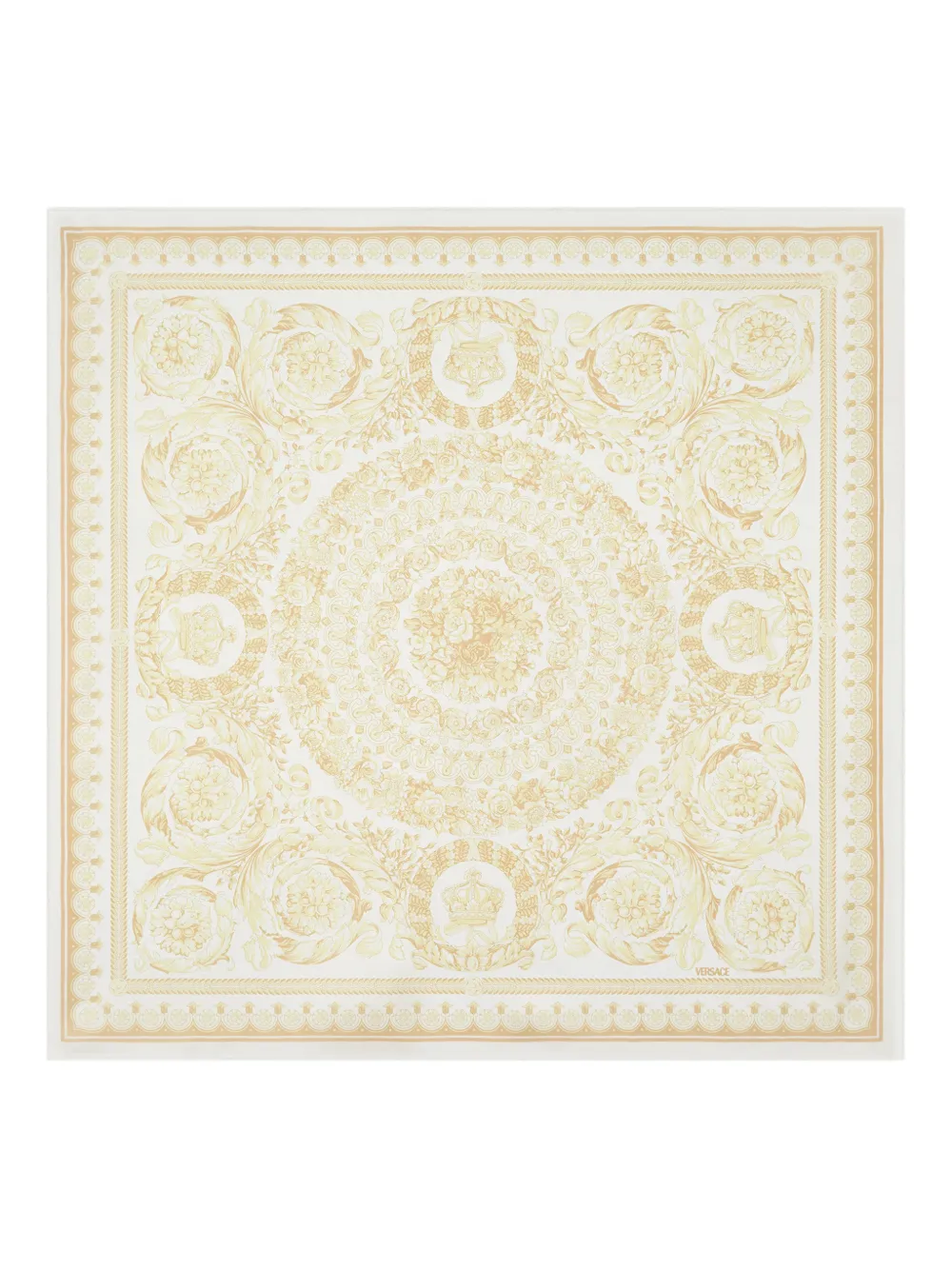 Versace Foulard in seta con stampa Barocco - Bianco