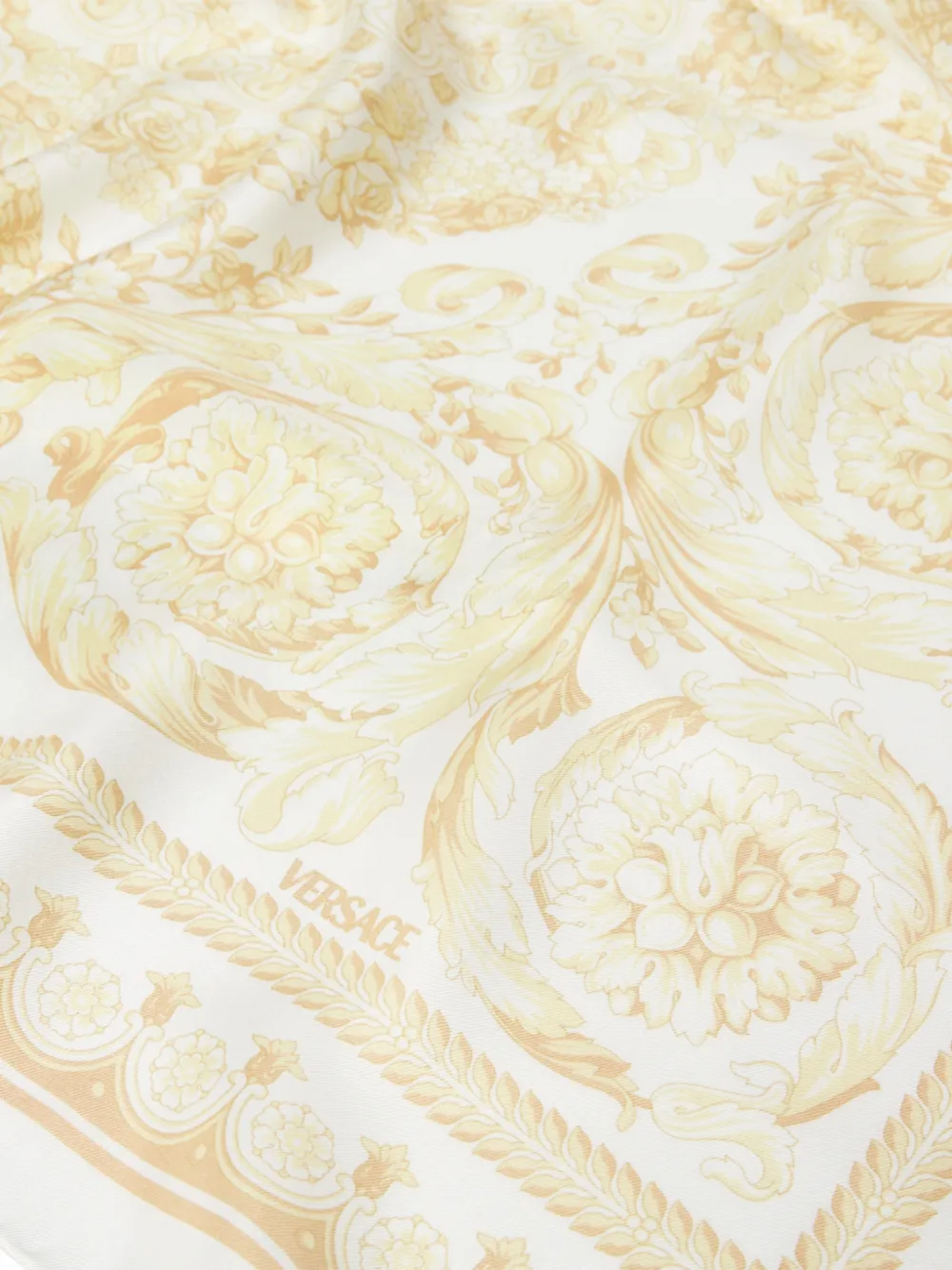 Versace Barocco-print Silk Scarf In Neutral