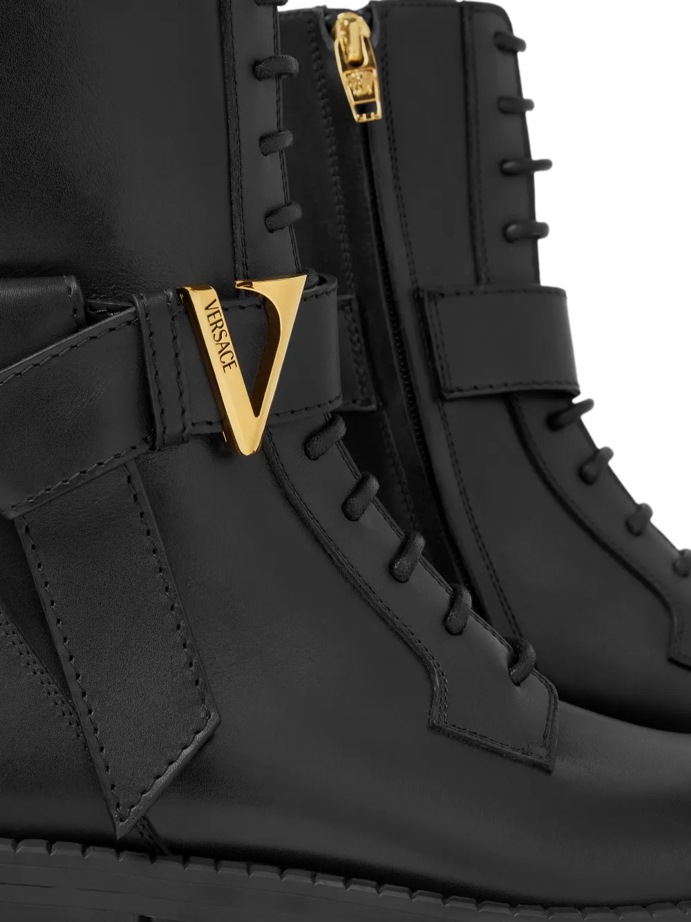 Versace Lace-up Ankle Boots In Black