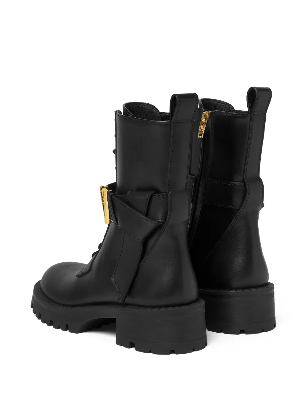 Versace Lace-up Ankle Boots In Black