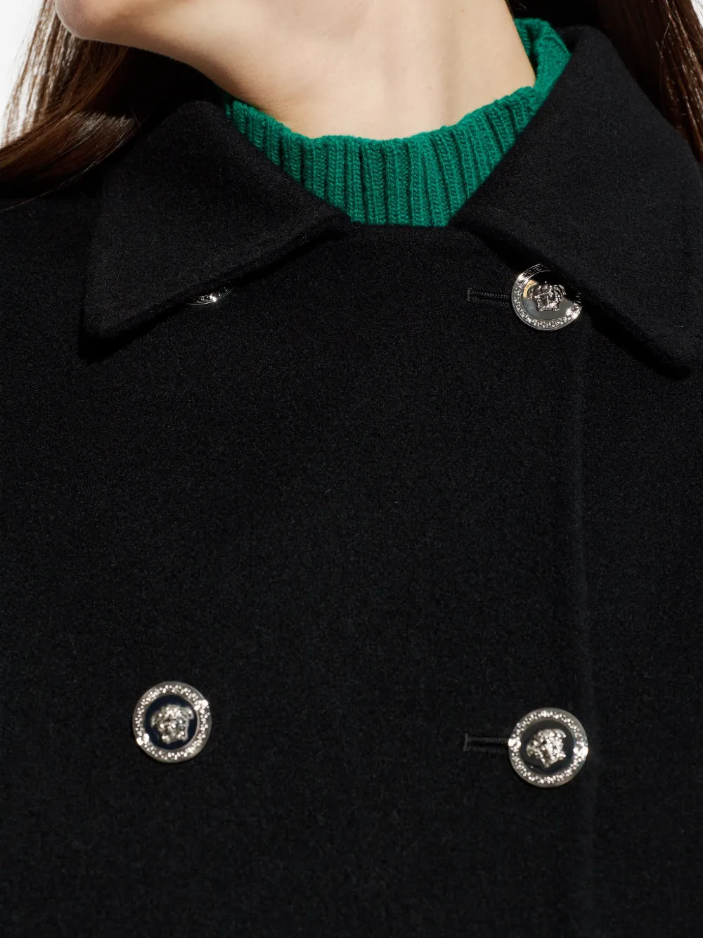 Versace Double-breasted Coat In Multi