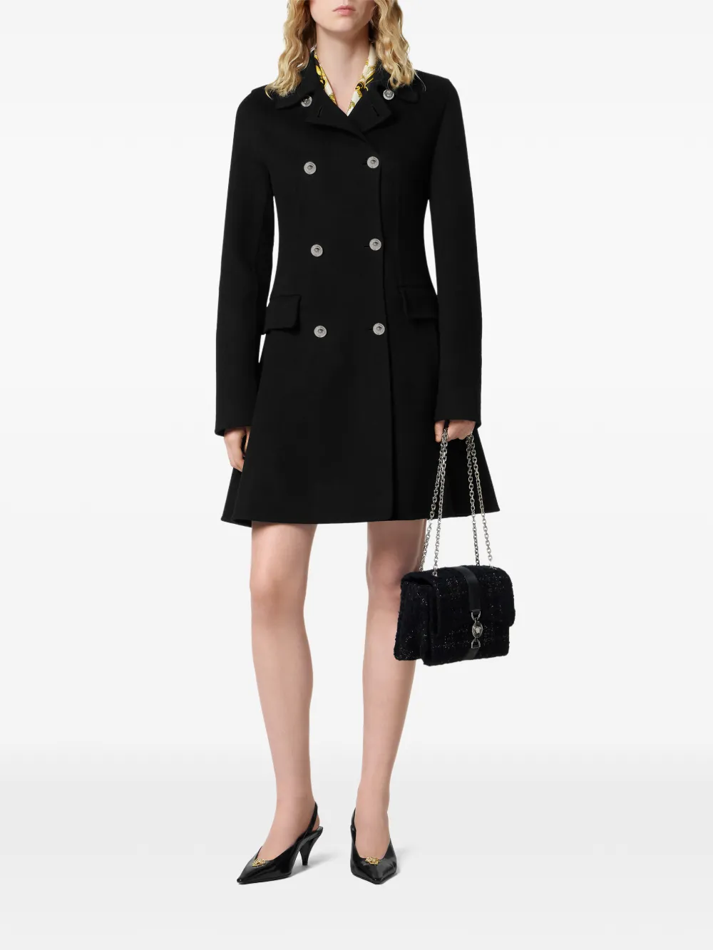  Versace Double-breasted Coat - Black 