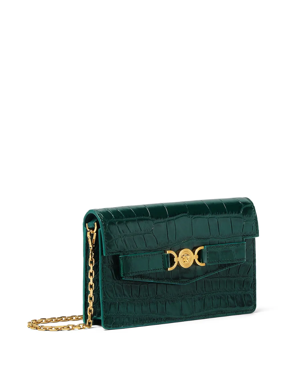 Versace Medusa '95 Croc-embossed Wallet In Green