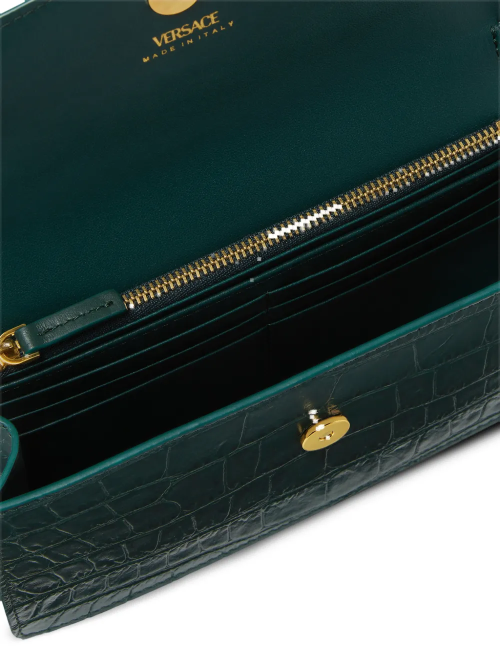Versace Medusa '95 Croc-embossed Wallet In Green