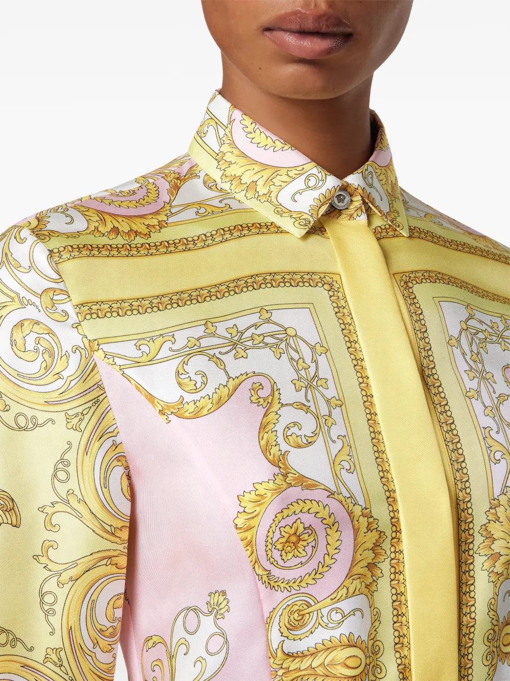 Versace Baroque-print Belted Mini Dress In Pink