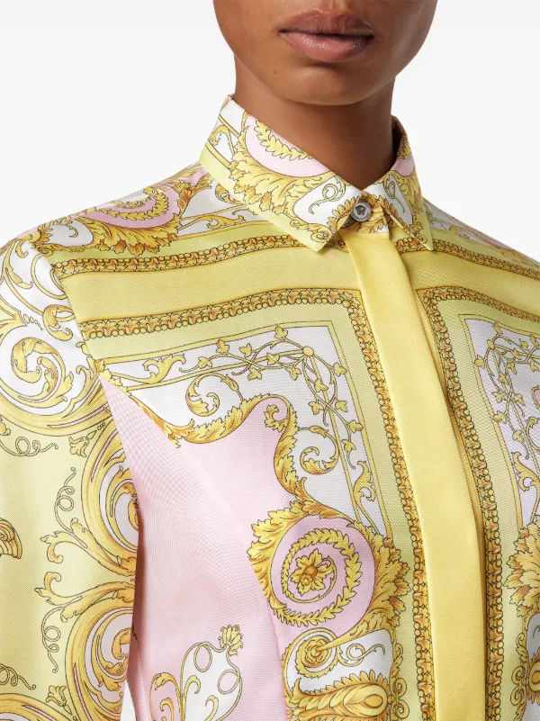Versace Printed Silk Twill Mini Shirt Dress | Pink | FARFETCH