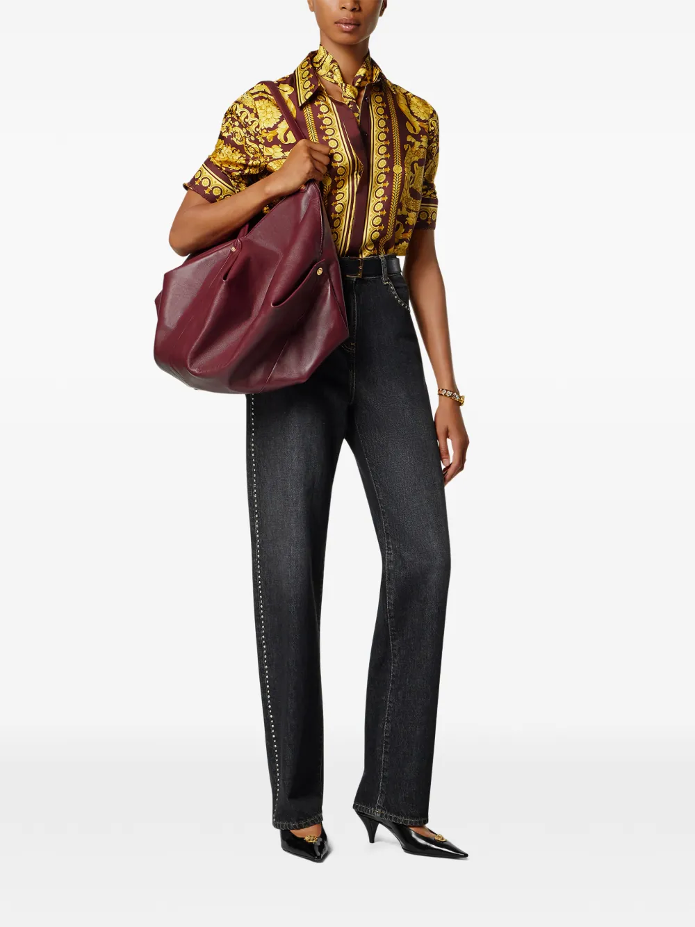 Versace Grote Protea leren schoudertas - Rood