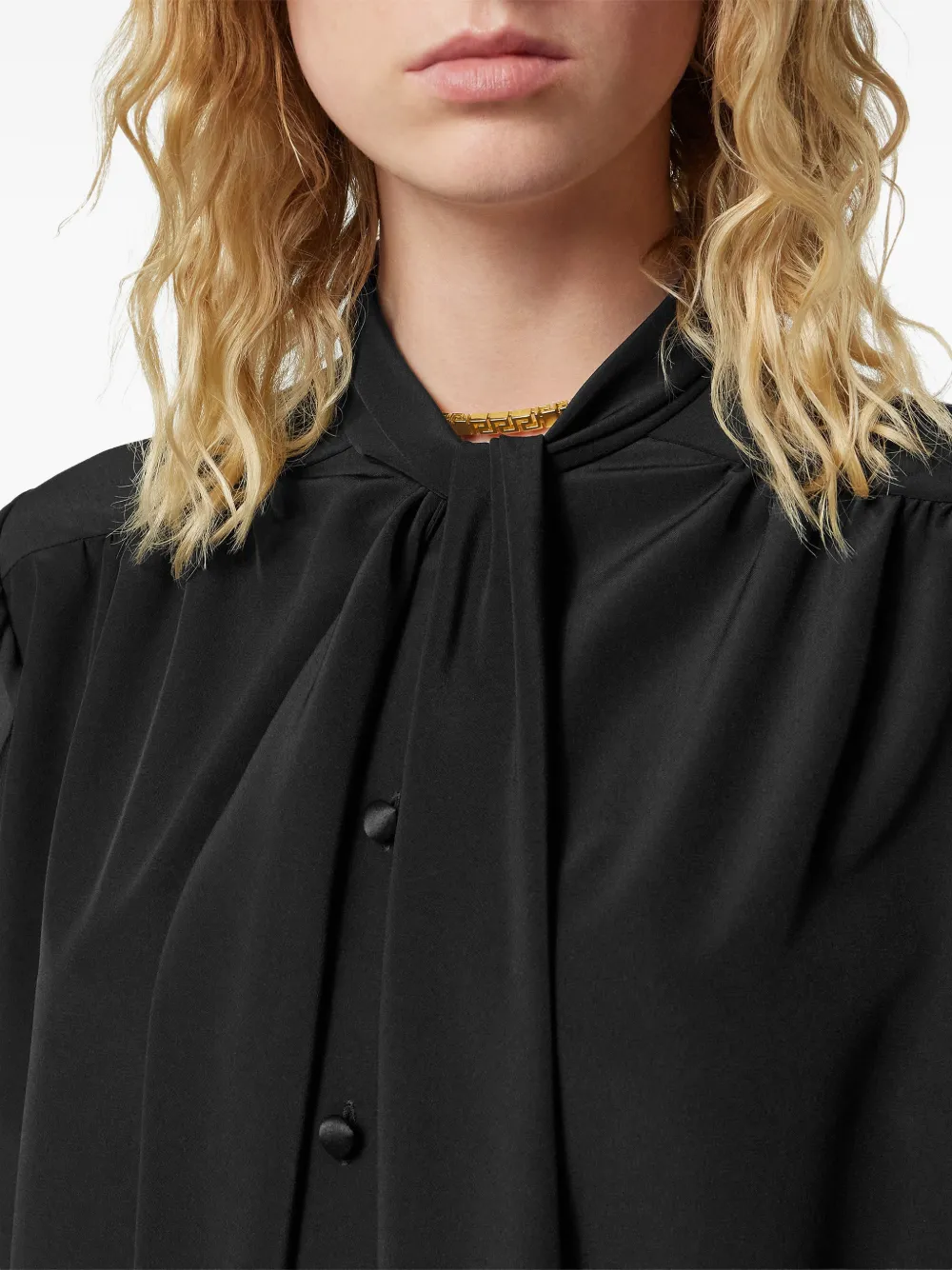 Versace Pleated Blouse In Black