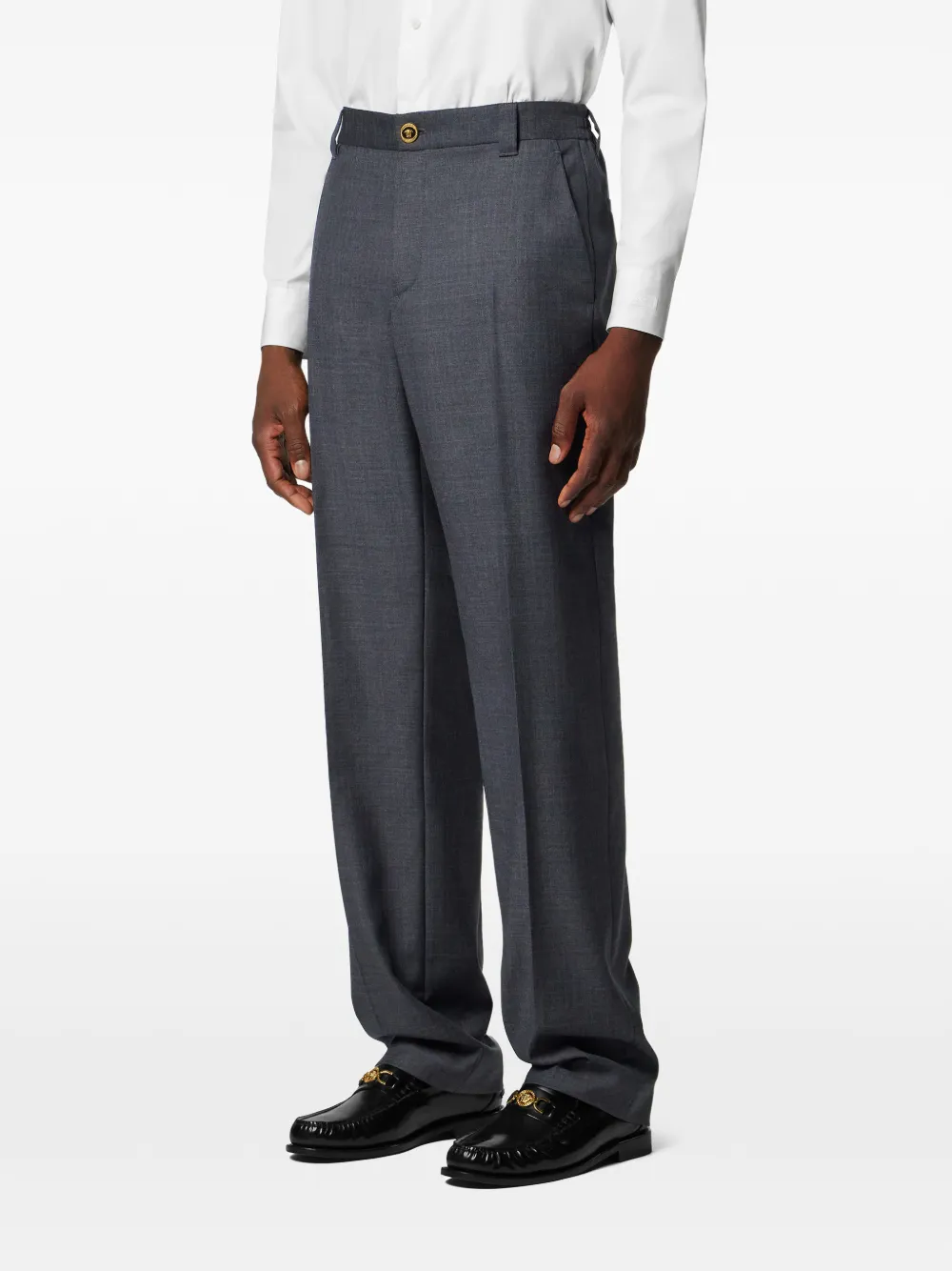  Versace Micro-checked Wool Trousers - Grey 