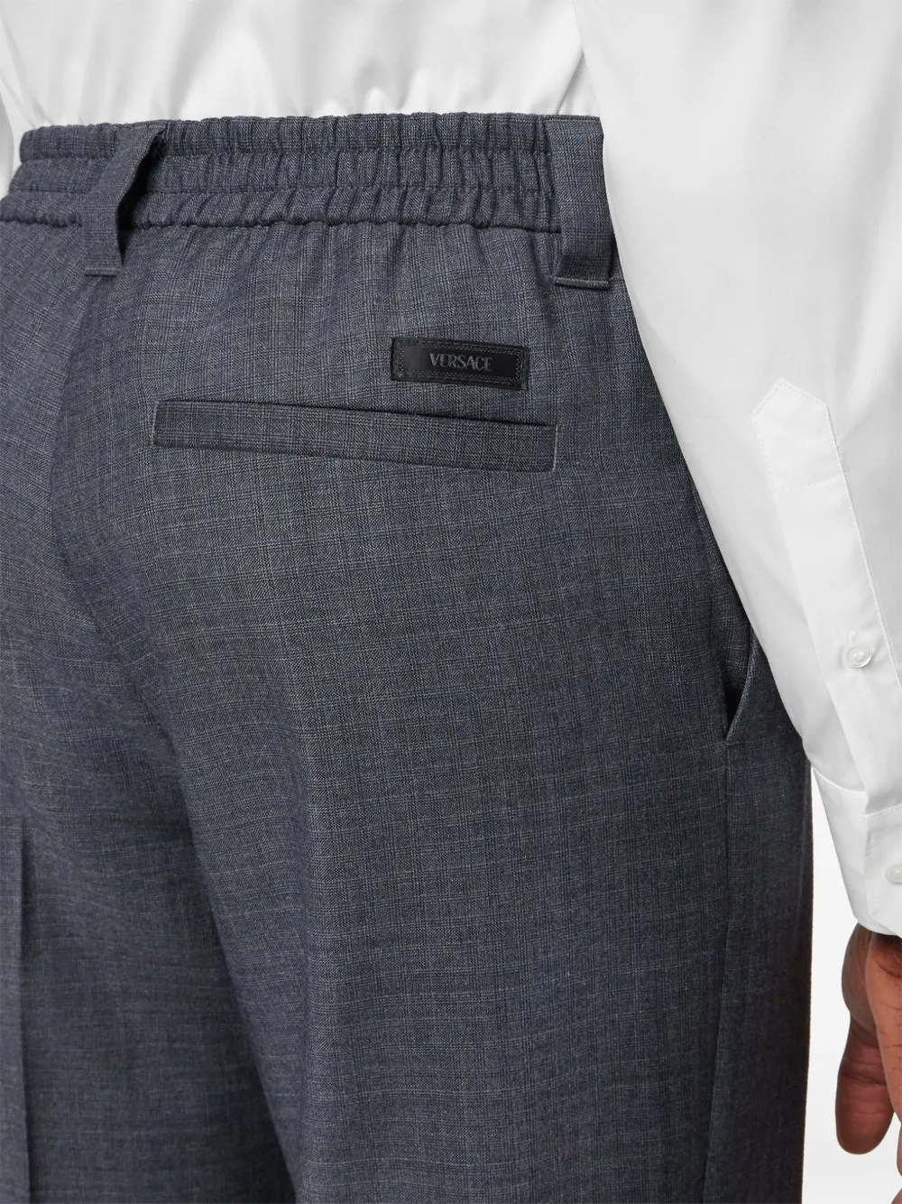 Versace Geruite wollen broek Grijs